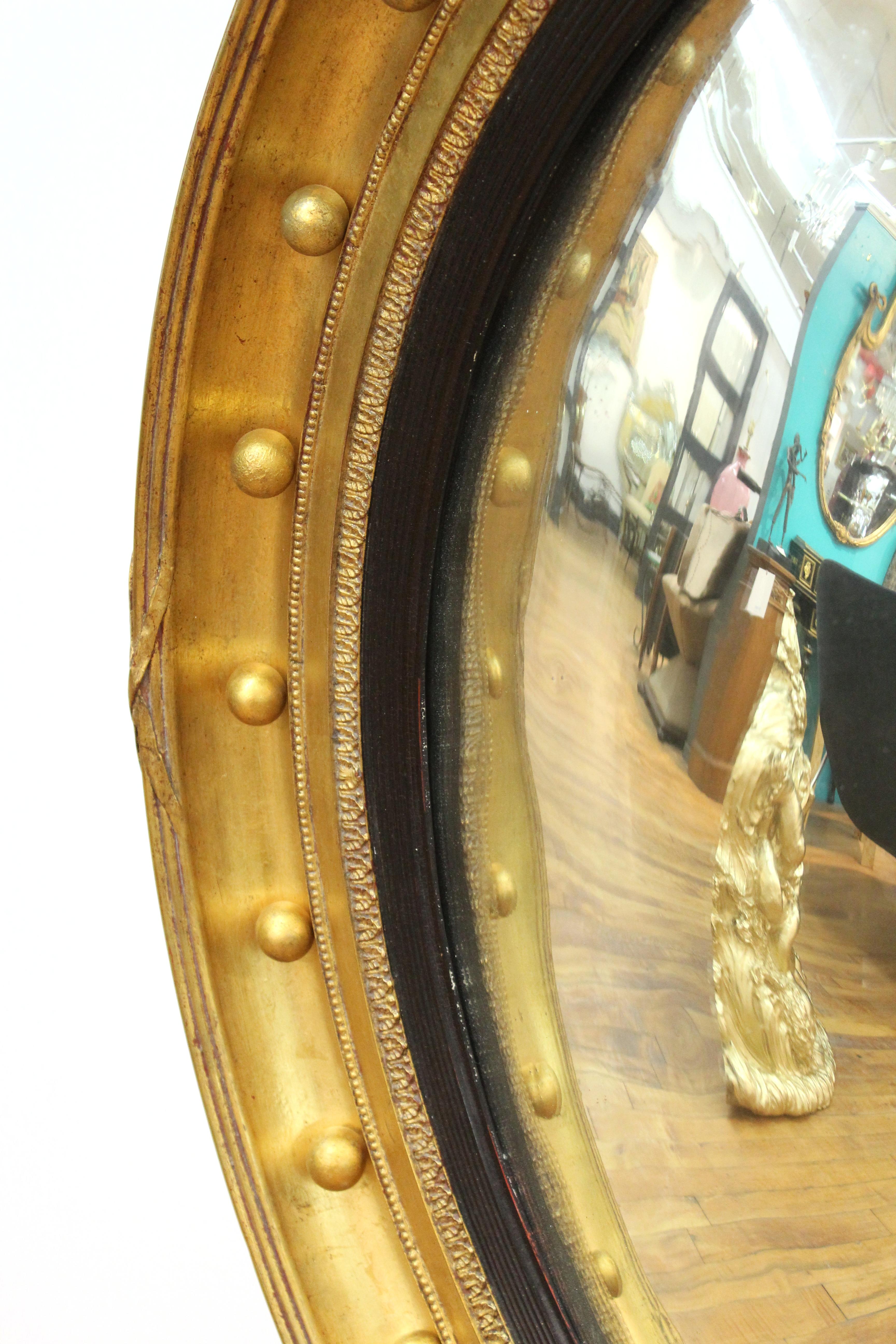 Giltwood American Federal Style Monumental Convex Wall Mirrors