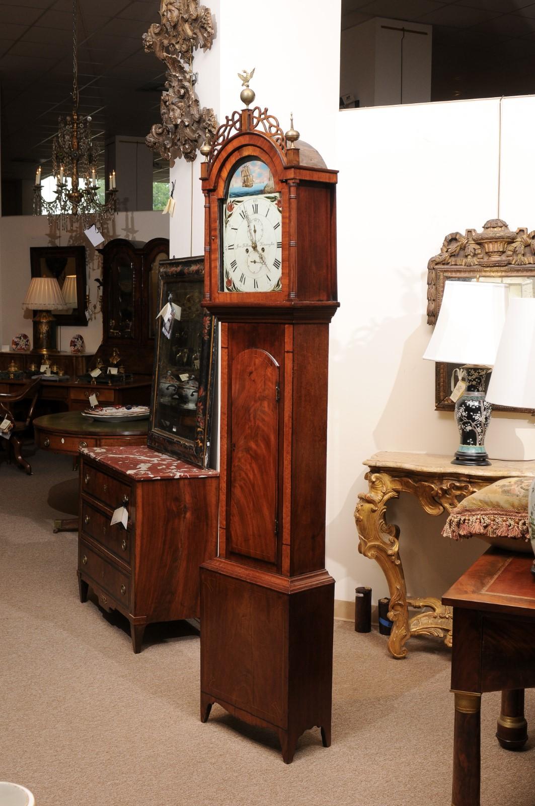 American Federal Tallcase Clock in Mahogany  For Sale 6