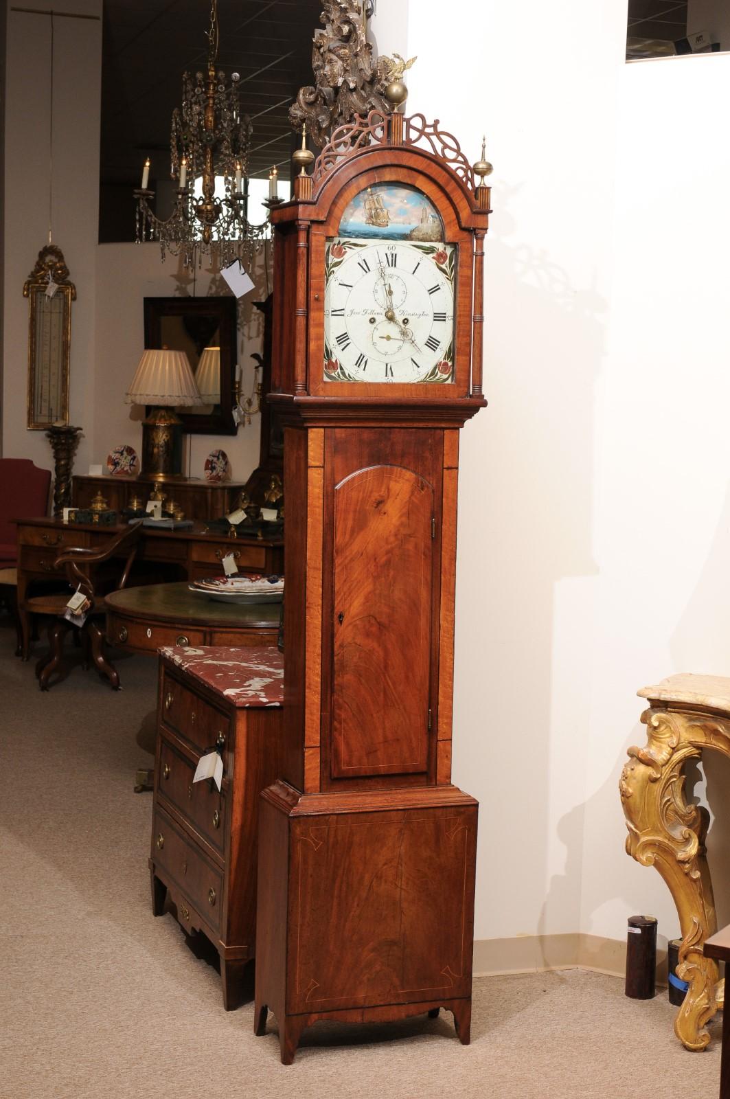American Federal Tallcase Clock in Mahogany  In Good Condition For Sale In Atlanta, GA