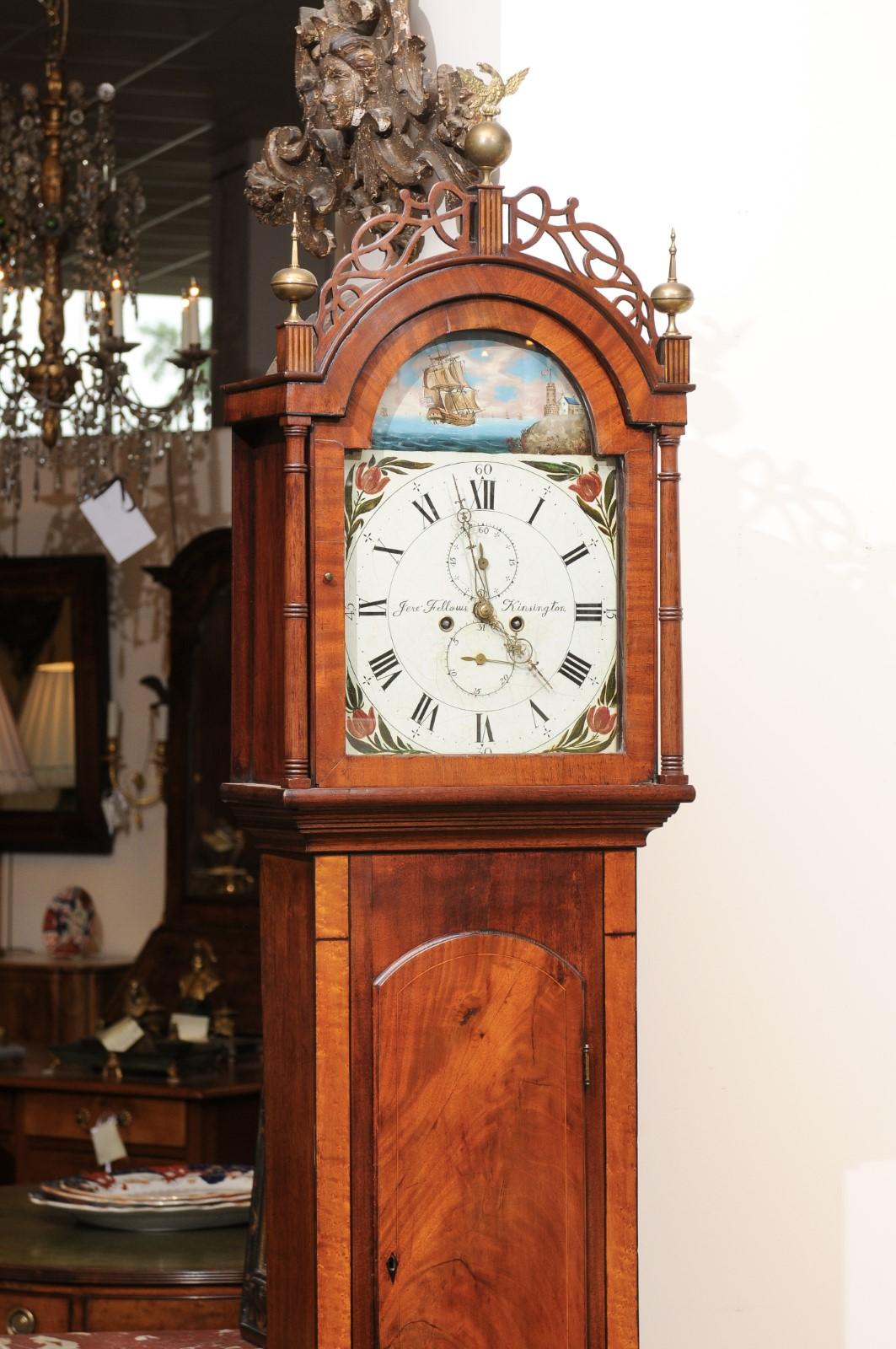 19th Century American Federal Tallcase Clock in Mahogany  For Sale