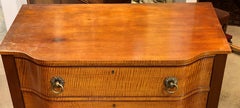 American Federal Tiger Maple and Cherry Three Drawer Chest of Rare Form