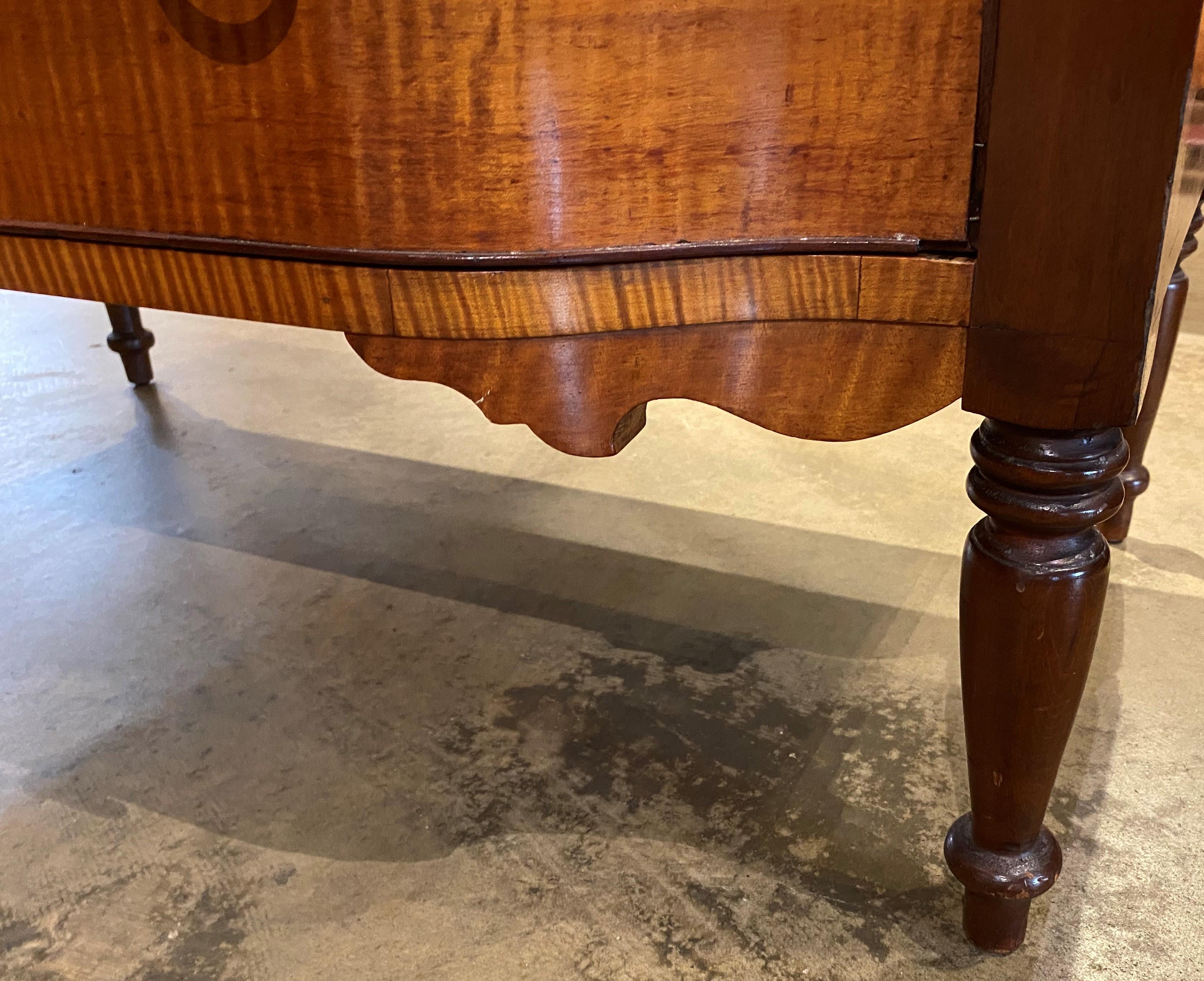 American Federal Tiger Maple and Cherry Three Drawer Chest of Rare Form 3