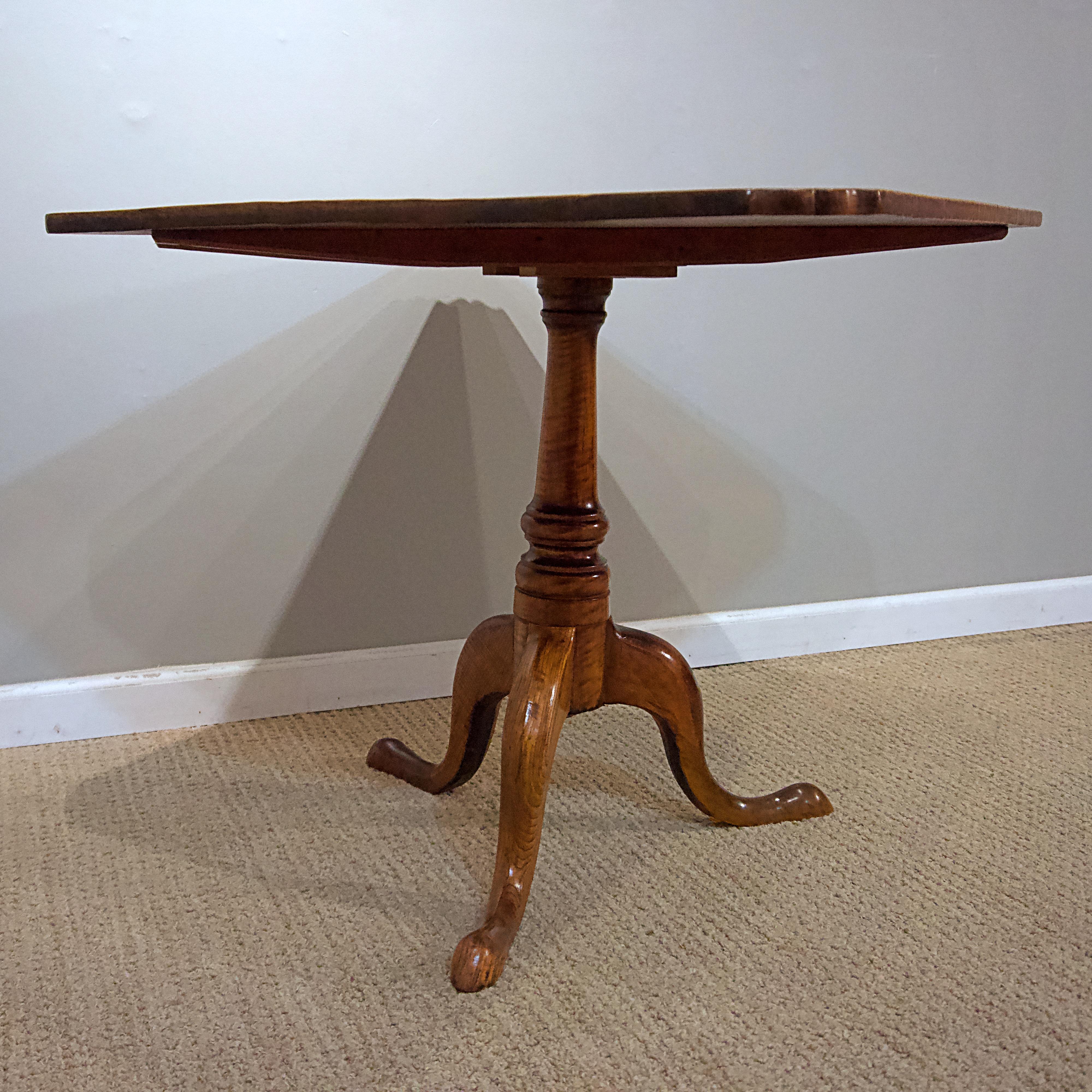 Polished American Federal Tiger Maple Tripod Table