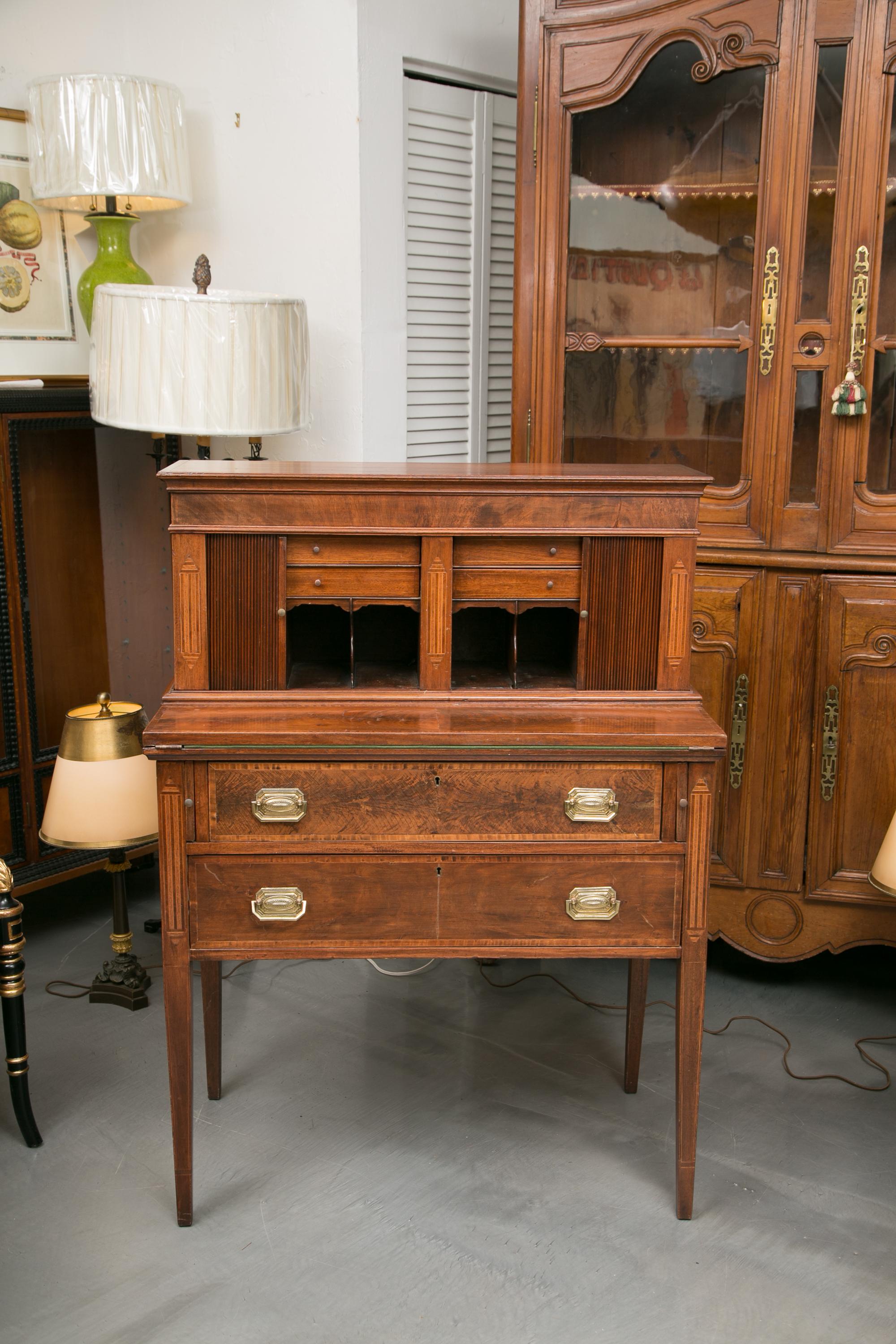 American Federal Writing Desk with Tambour Doors 6