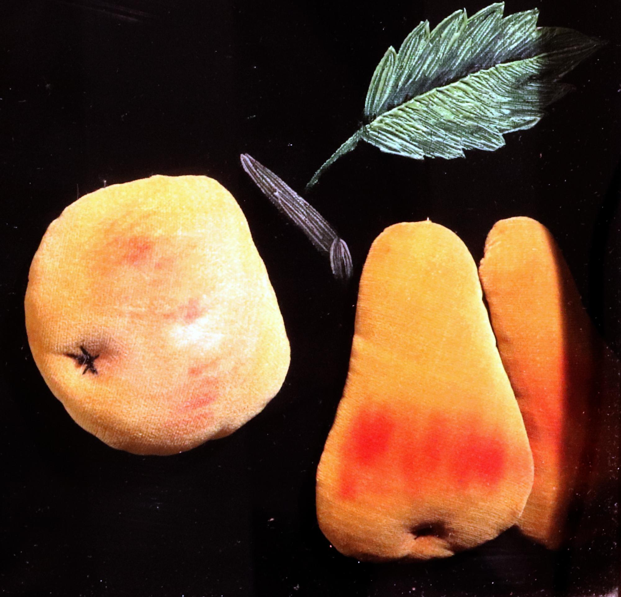 Folk Art American Feltwork Picture of Fruit in a Footed Bowl, Probably New York State For Sale