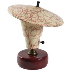 American Fibreglass Table Lamp Ceramic Base with Pink Thread Decoration