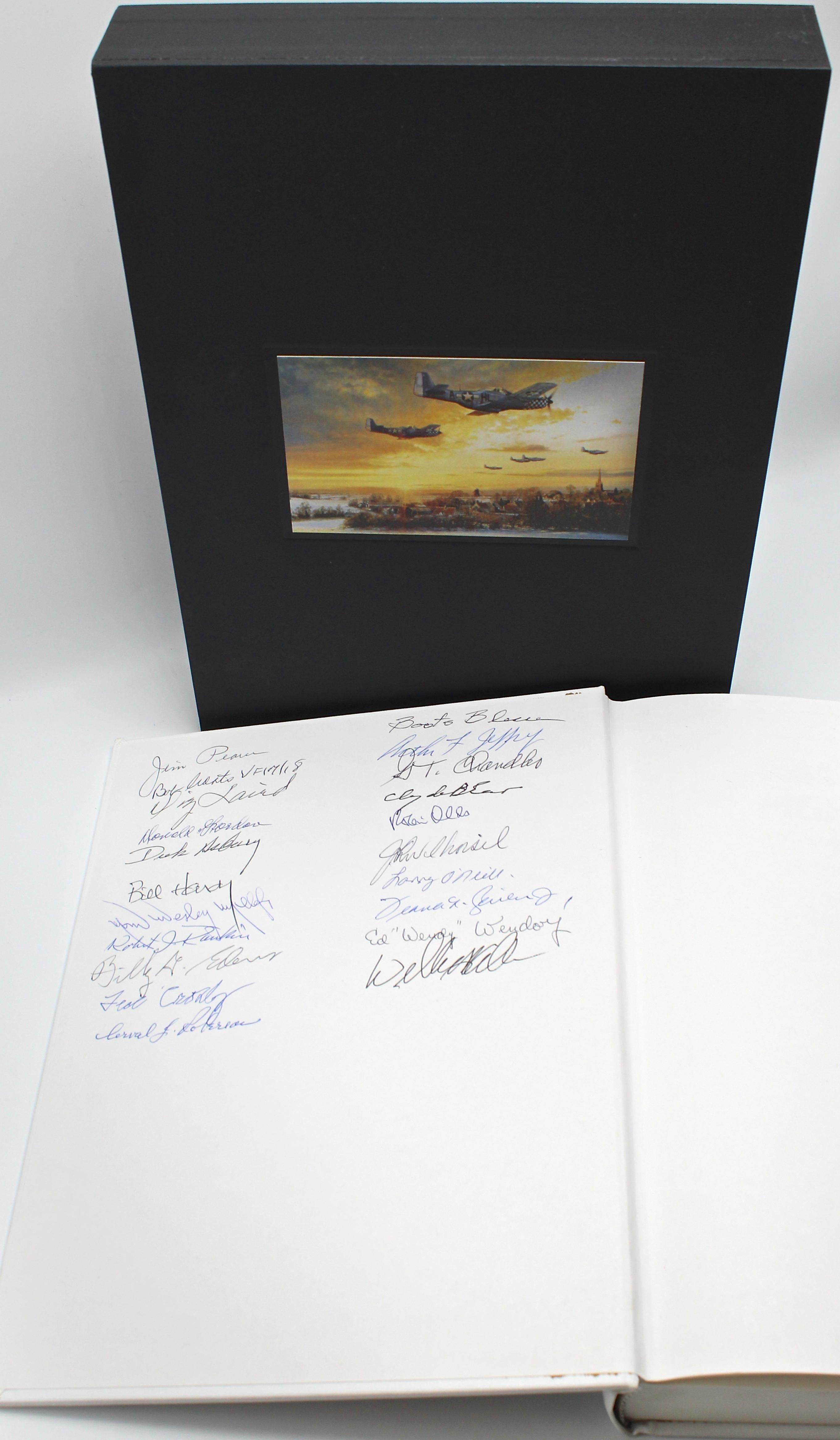 Edited by J. Ward Boyce. American Fighter Aces Album. 2005. Signed by twenty-one fighter pilots. Presented in custom archival slipcase.

This 2005 American Fighter Aces Album includes signatures of all twenty-one fighter pilot “Aces” present at