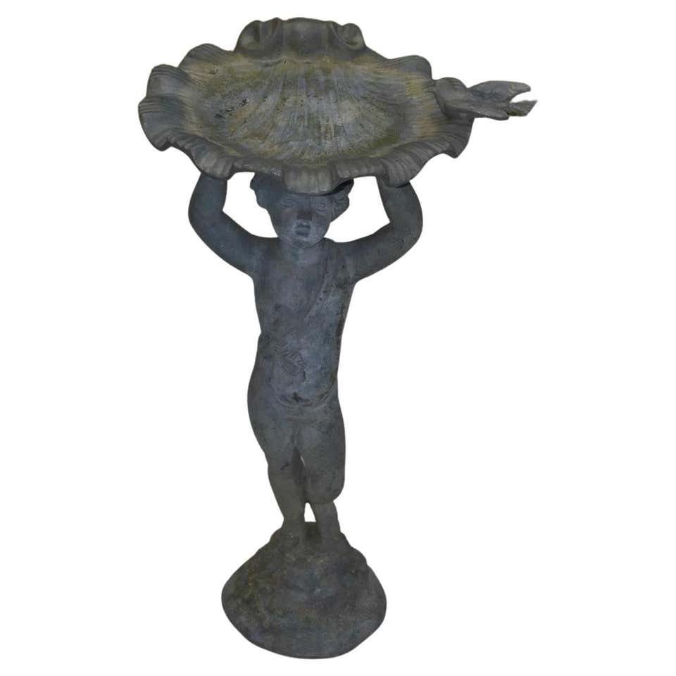 American 1940s Scallop Shell Cement Bird Bath at 1stDibs