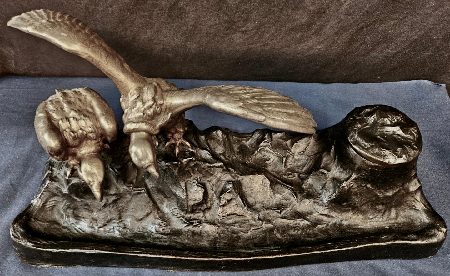American Figural (Vultures) Bronze Inkwell In Good Condition For Sale In Bronx, NY