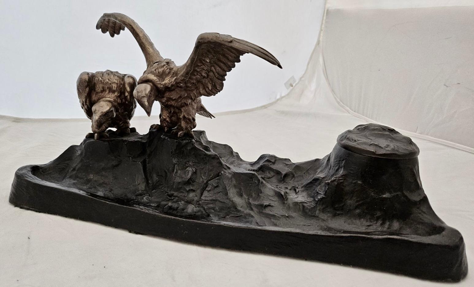 20th Century American Figural (Vultures) Bronze Inkwell For Sale