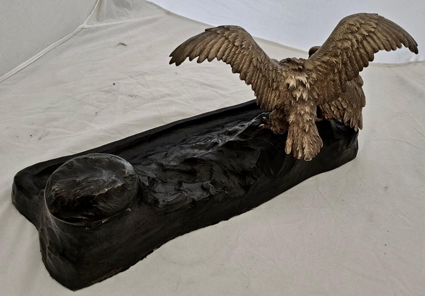 American Figural (Vultures) Bronze Inkwell For Sale 4