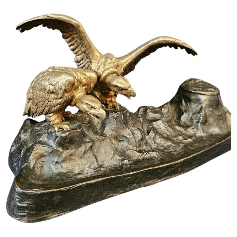 American Figural (Vultures) Bronze Inkwell For Sale