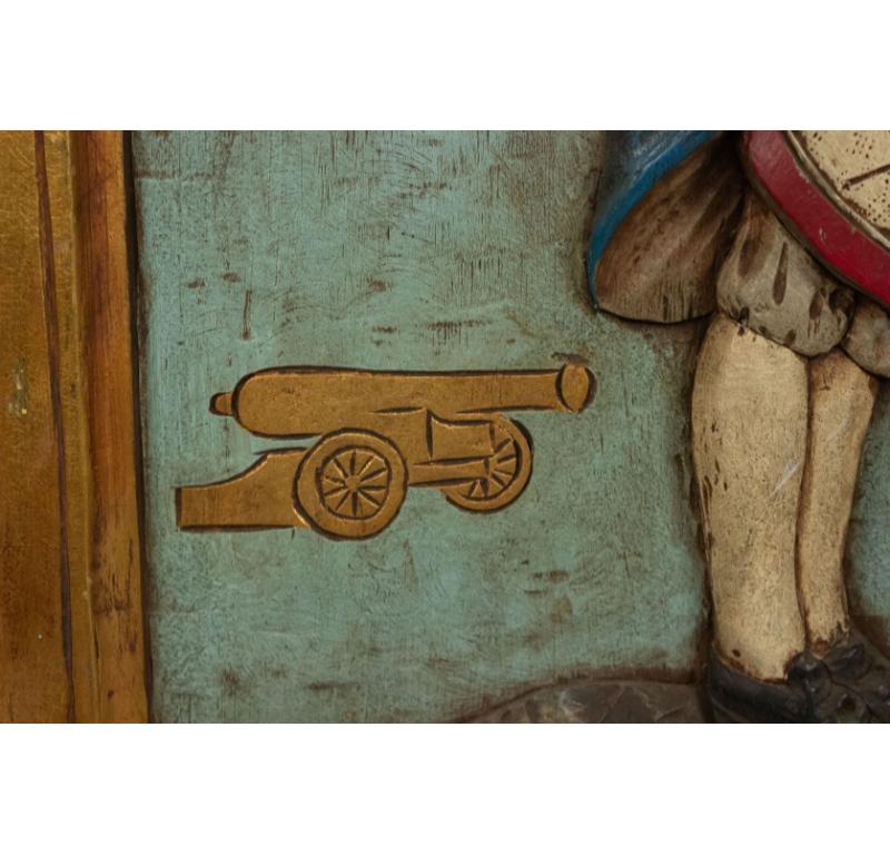 Country American Figurative Carved Wall Plaque of a Drummer For Sale
