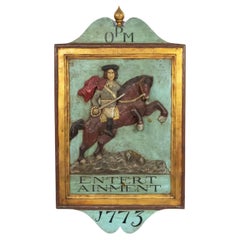 American Figurative Carved Wall Plaque of a Revolutionary Soldier on Horseback