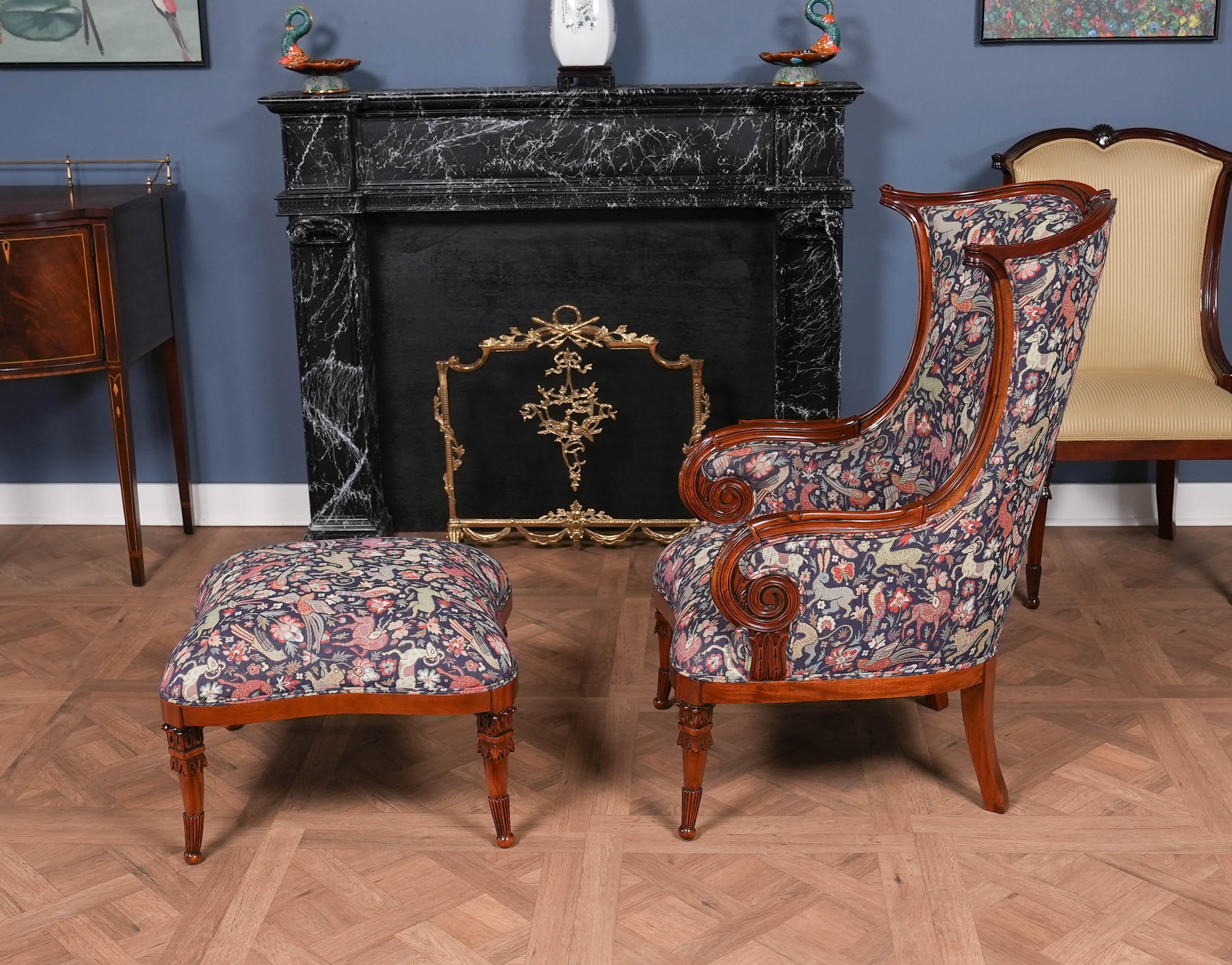 American Fireside Chair and Ottoman For Sale 10