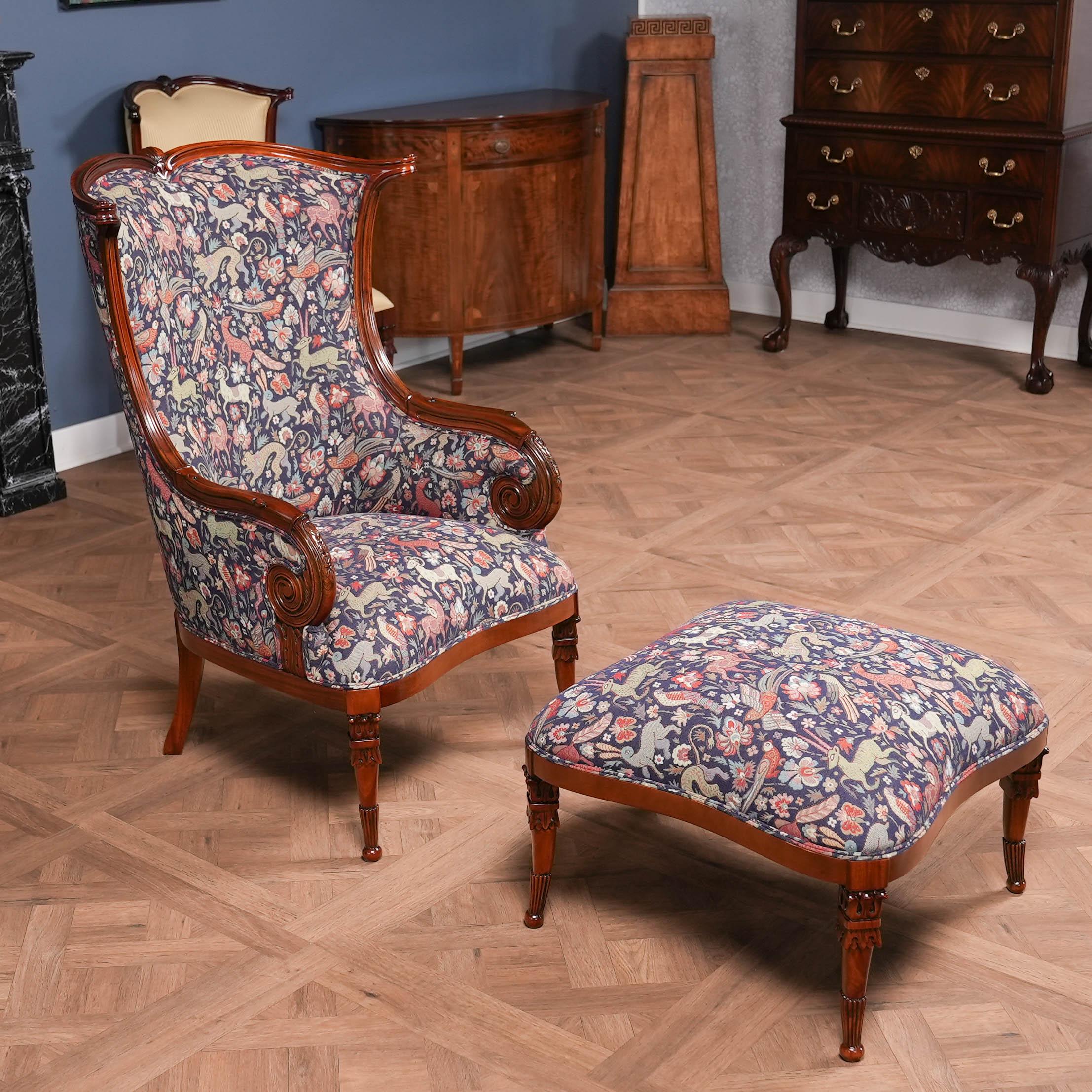 American Fireside Chair and Ottoman In New Condition For Sale In Annville, PA