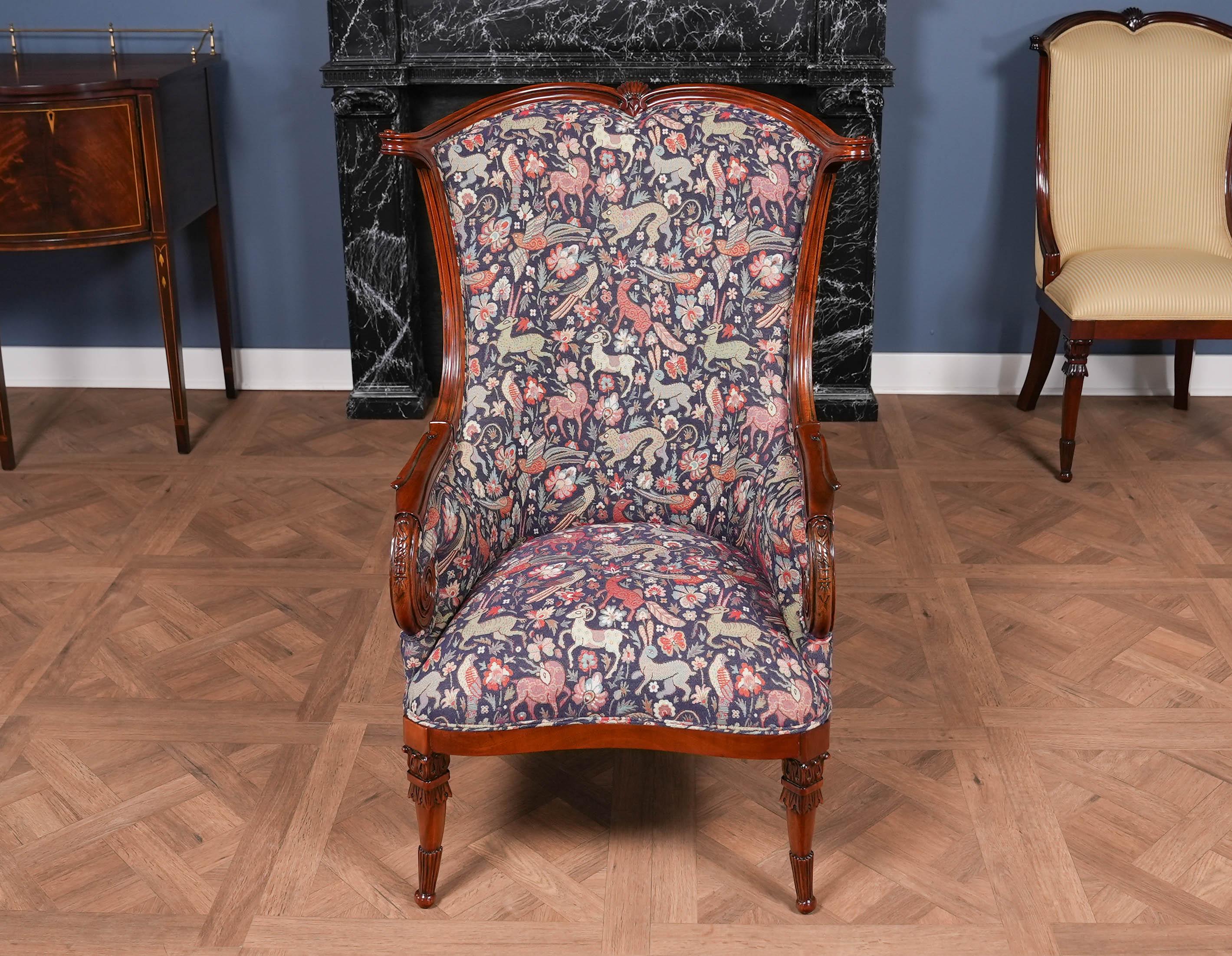 Contemporary American Fireside Chair and Ottoman For Sale