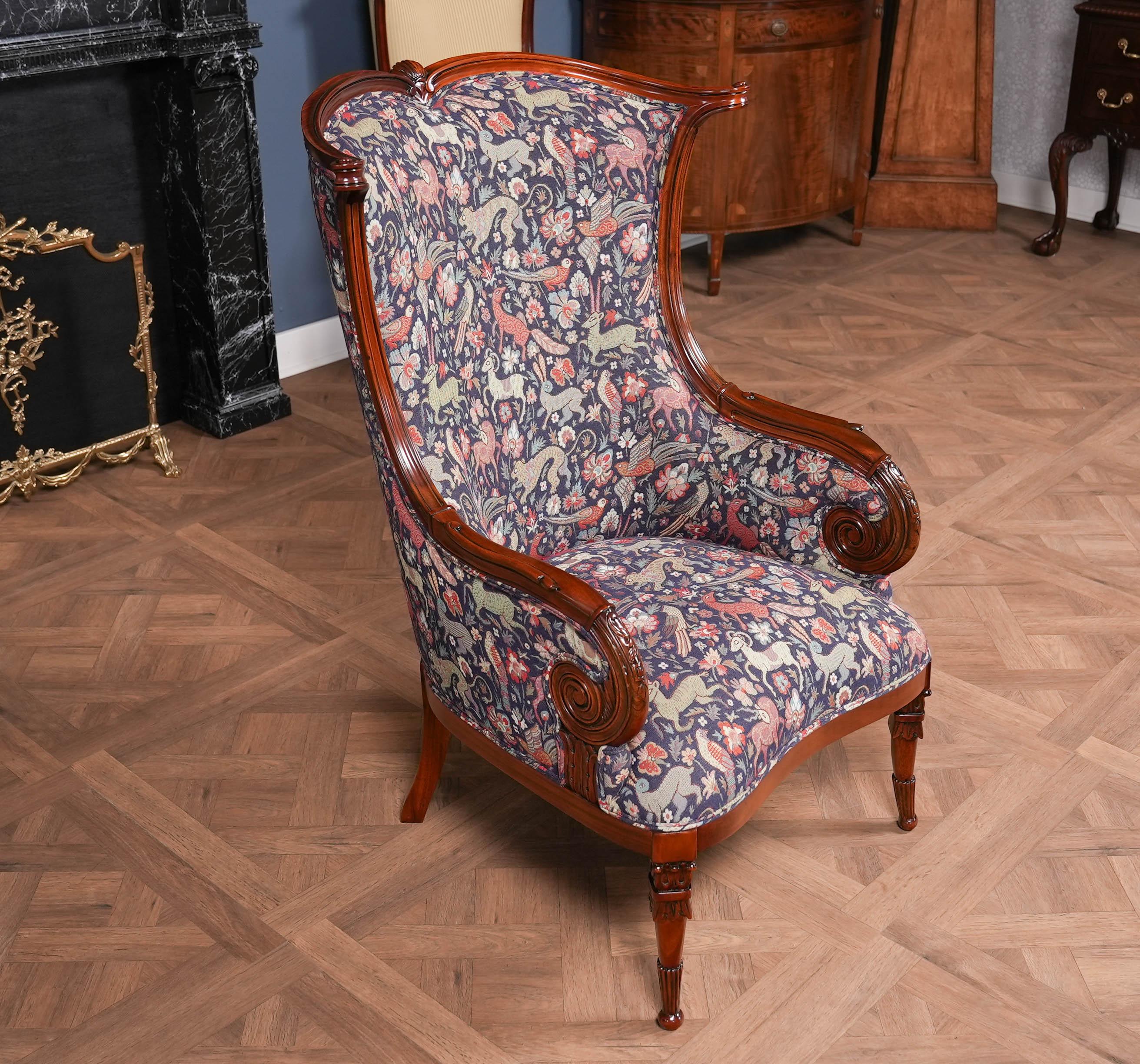 Mahogany American Fireside Chair and Ottoman For Sale
