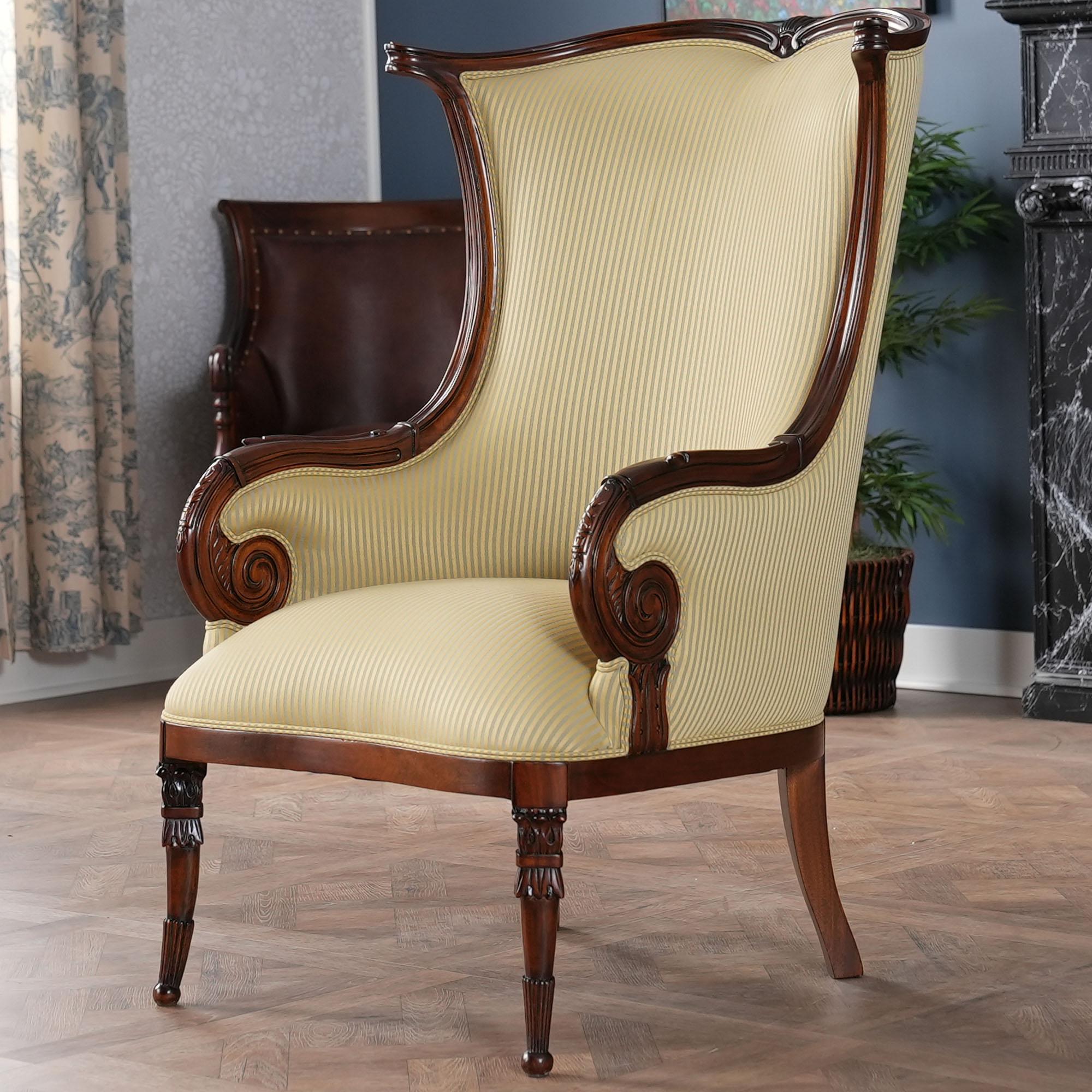 Hand-Carved American Fireside Chair For Sale