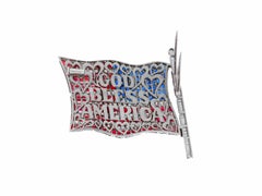 American Flag Brooch Set With Rubies Sapphires and Diamonds By Chatila