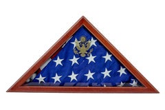 American flag in glazed presentation cabinet