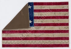 American Flag Patchwork Rug, Handmade from Vintage Turkish Wool Carpets