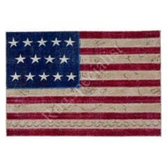 American Flag Patchwork Rug, Handmade from Vintage Turkish Wool Carpets