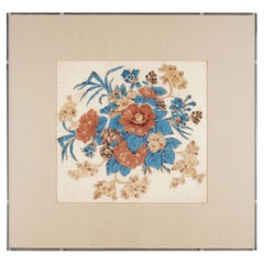 Antique American floral chintz appliqué quilt square, 1825-50