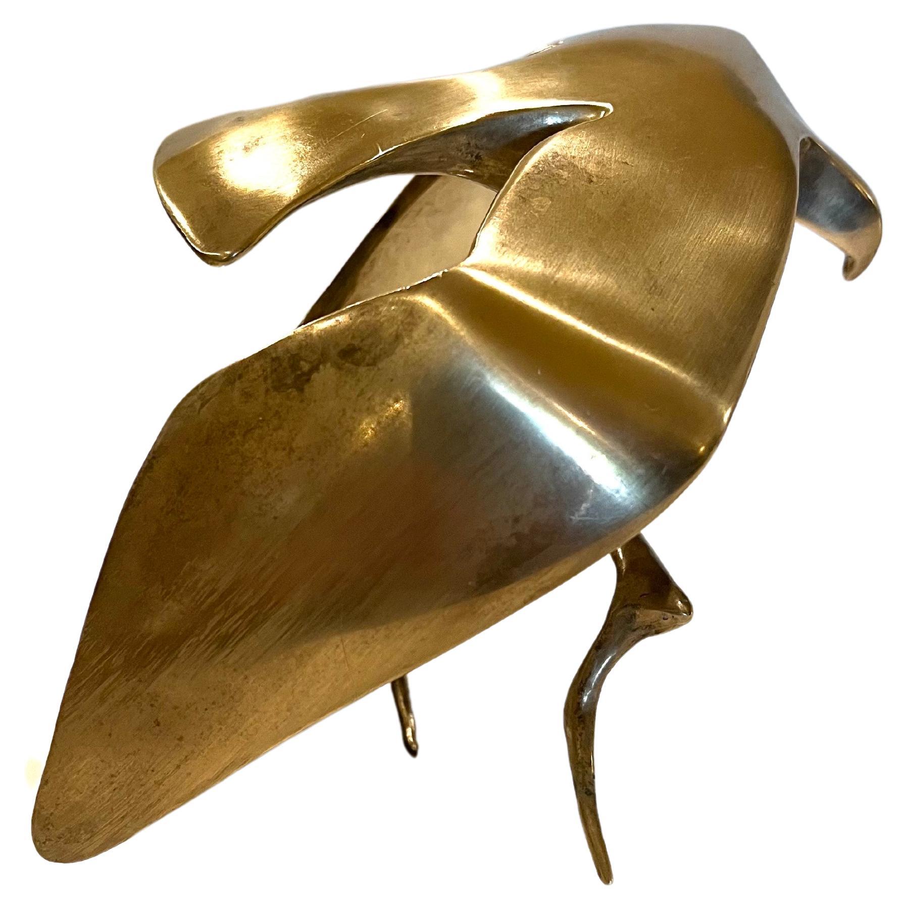 Mid-Century Modern American Flying Eagle Solid Bronze & Stainless Sculpture For Sale
