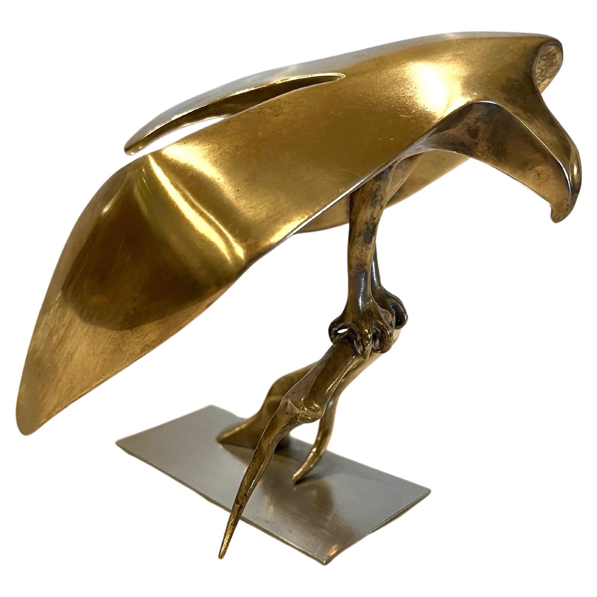 Sculpture d'aigle volant américain en bronze massif et en acier inoxydable