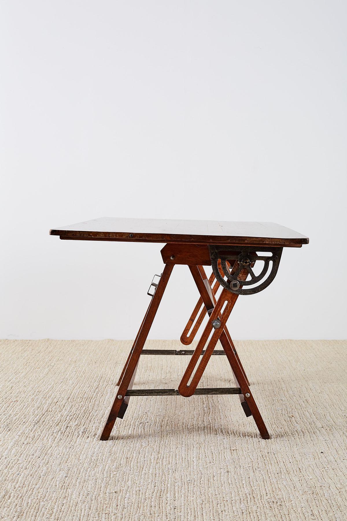 Brass American Folding Drafting Table or Writing Table