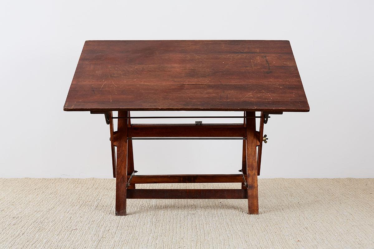 Industrial American Folding Drafting Table or Writing Table