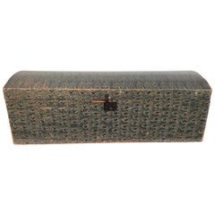 American Folk Art Blue Painted Dome Top Blanket Chest