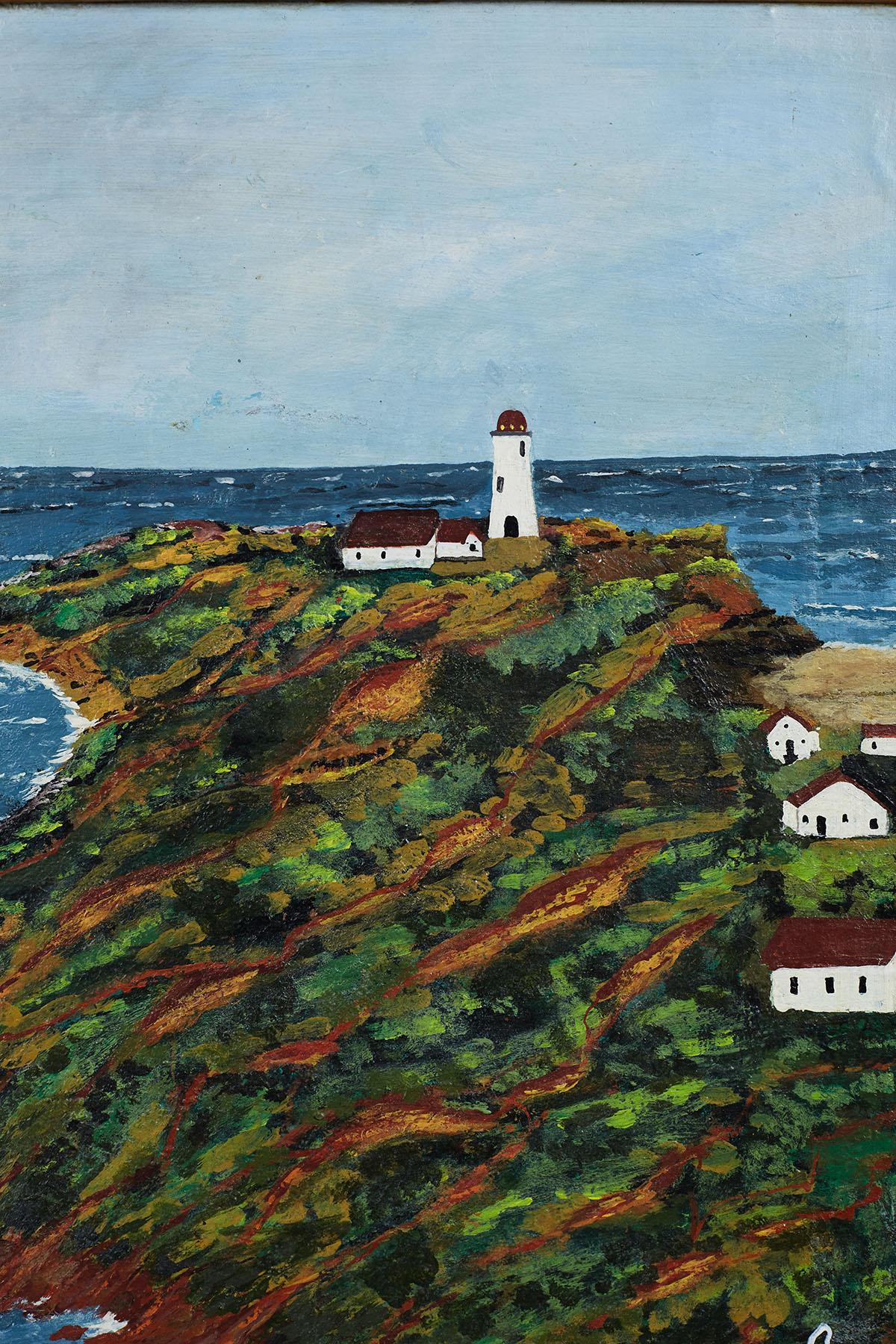 20th Century American Folk Art Cape Cod Painting of Lighthouse