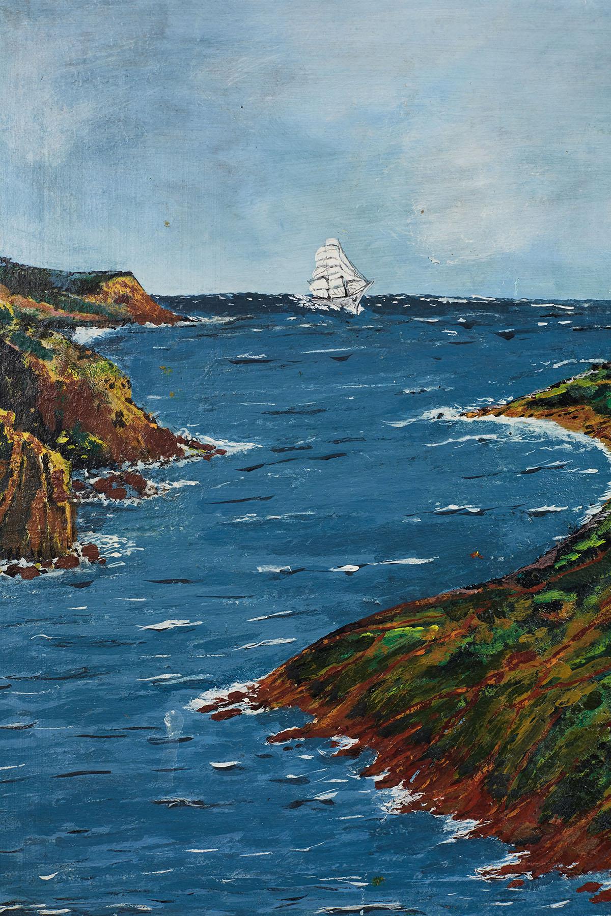 Wood American Folk Art Cape Cod Painting of Lighthouse