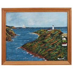 American Folk Art Cape Cod Painting of Lighthouse