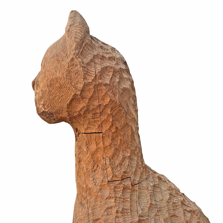 American Folk Art Carved Cat Sculpture For Sale 2
