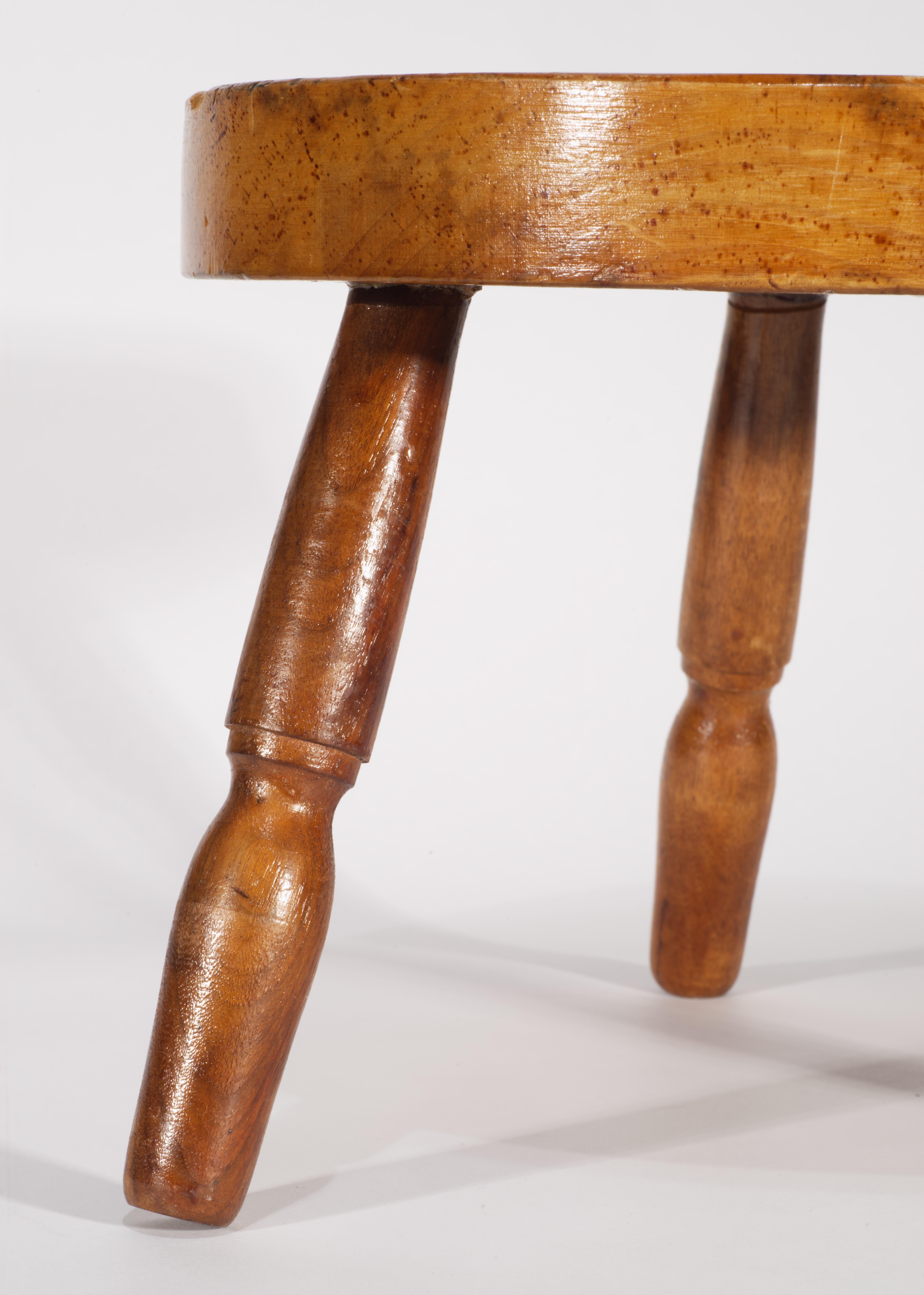 Legno Art Carved intagliato e dipinto, sgabello rustico in legno con mosca da pesca. in vendita