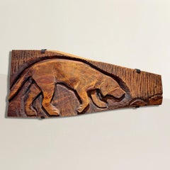 American Folk Art Carved Wood Labrador Panel on Custom Wall Mount