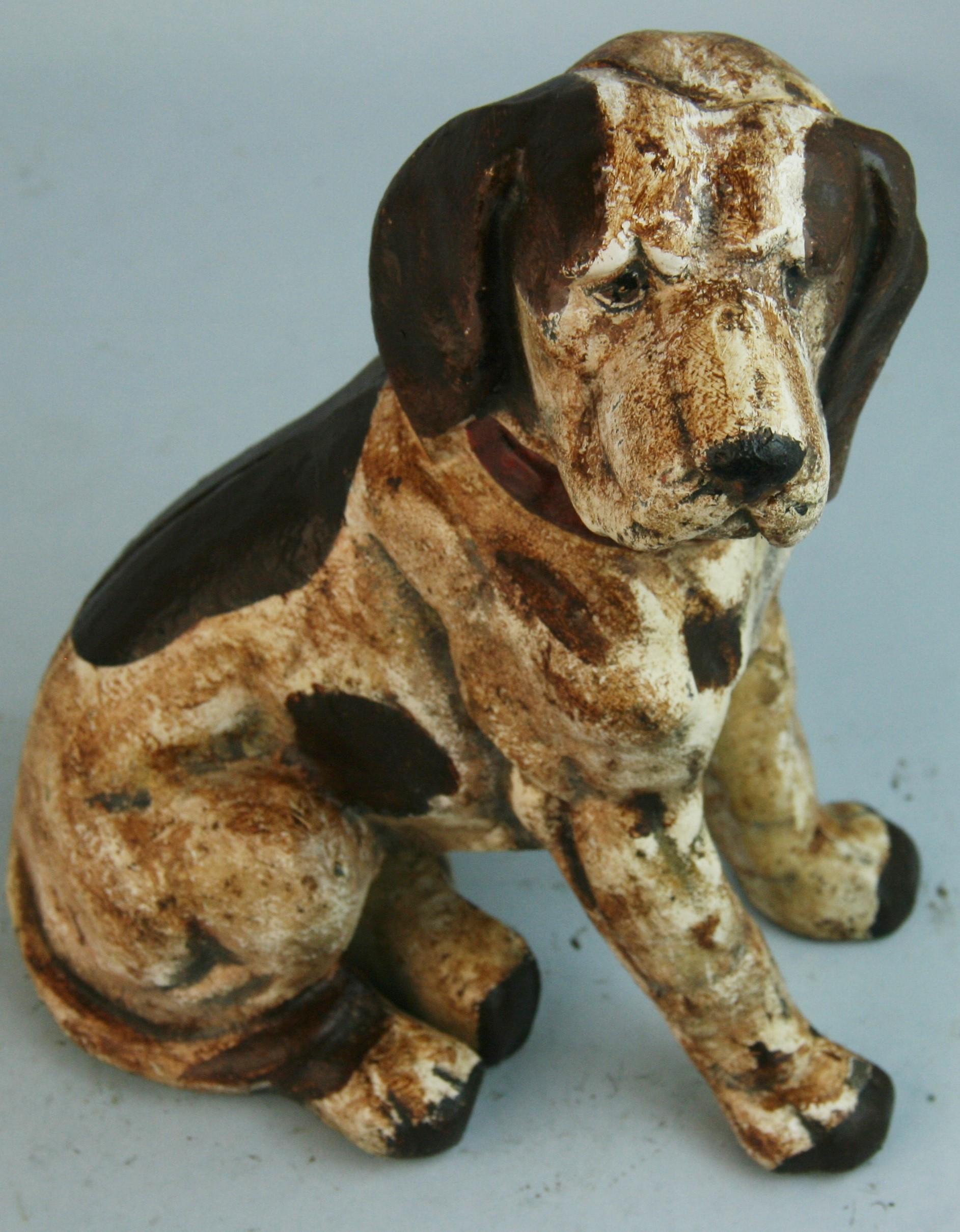 Mid-20th Century American Folk Art Cast Iron Beagle Dog Sculpture/Door Stop