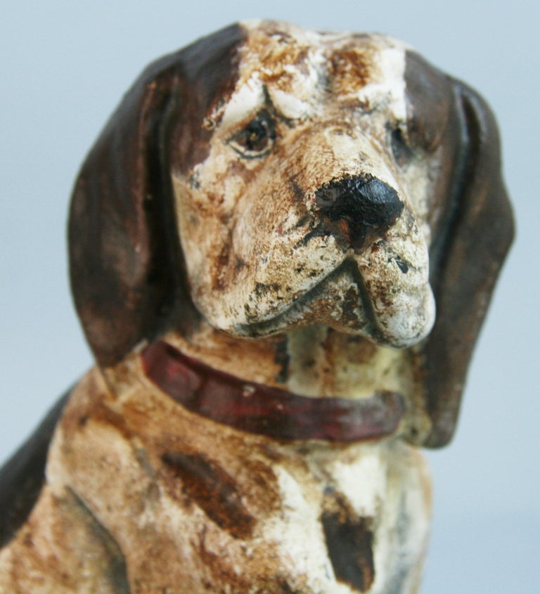 American Folk Art Cast Iron Beagle Dog Sculpture/Door Stop For Sale 5