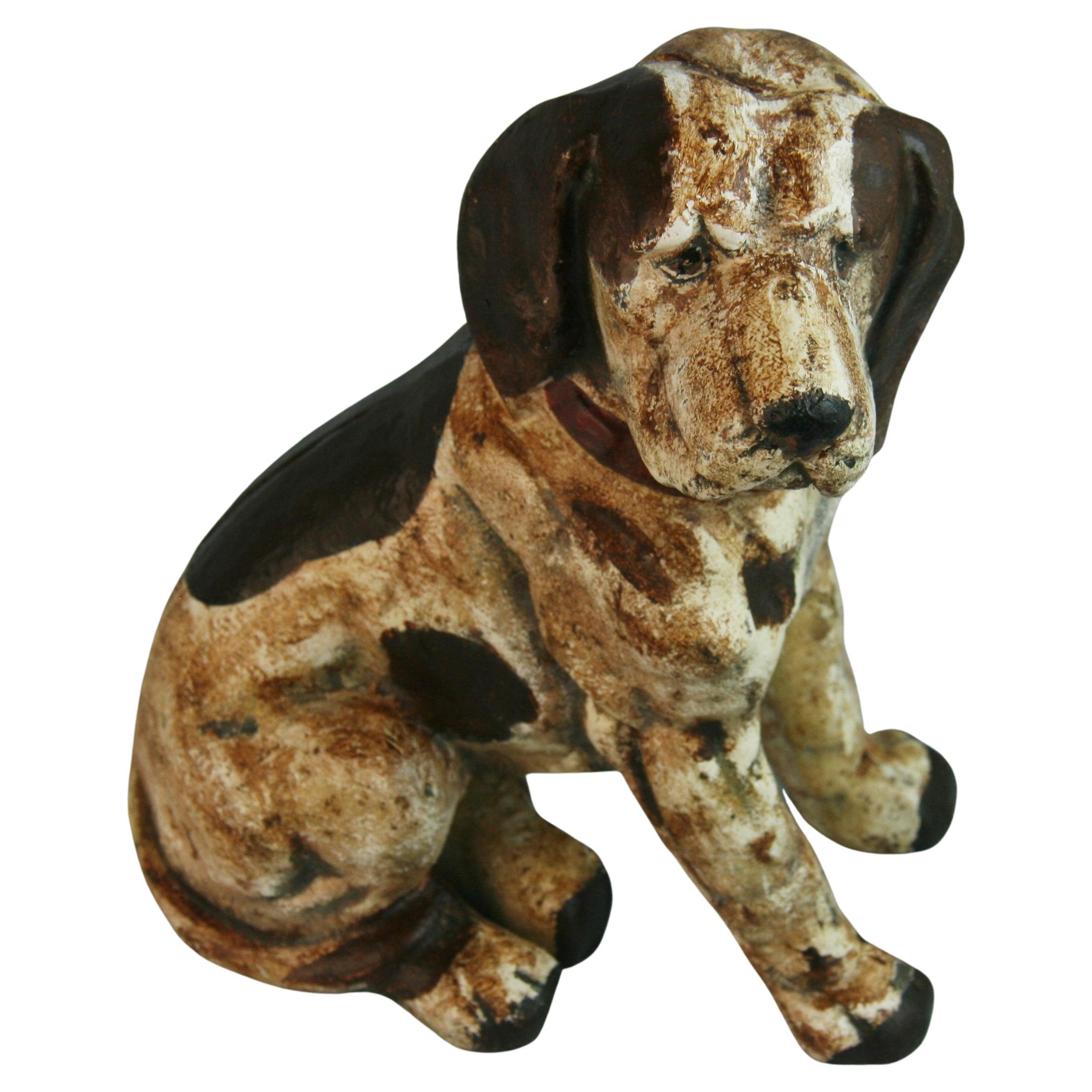 American Folk Art Cast Iron Beagle Dog Sculpture/Door Stop