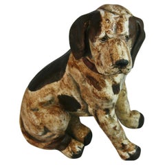 Vintage American Folk Art Cast Iron Beagle Dog Sculpture/Door Stop