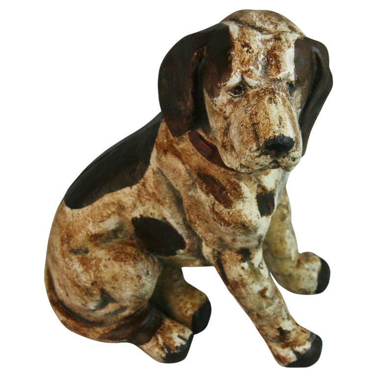 American Folk Art Cast Iron Beagle Dog Sculpture/Door Stop For Sale