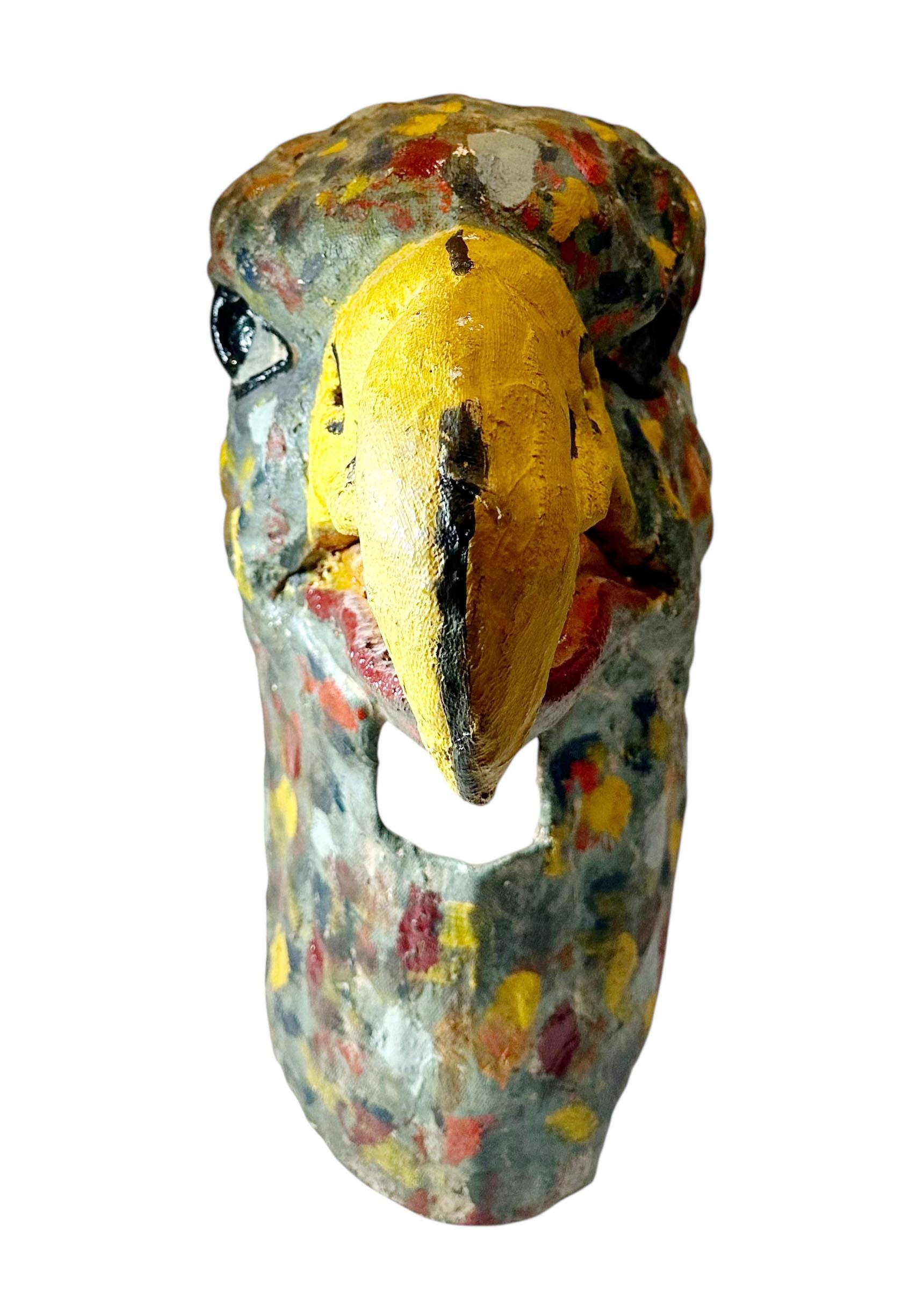 American Folk Art Eagle’s Head Papier-Mâché Mask In Good Condition For Sale In Tampa, FL