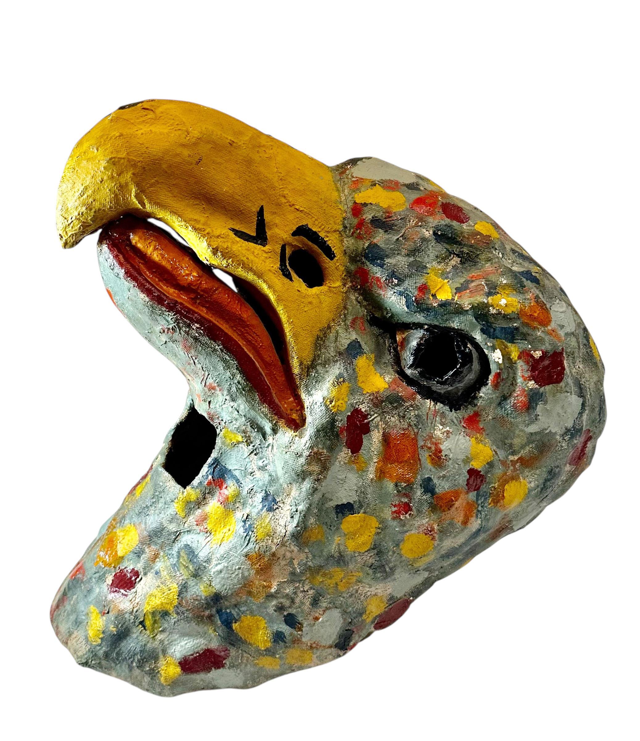 Paper American Folk Art Eagle’s Head Papier-Mâché Mask For Sale