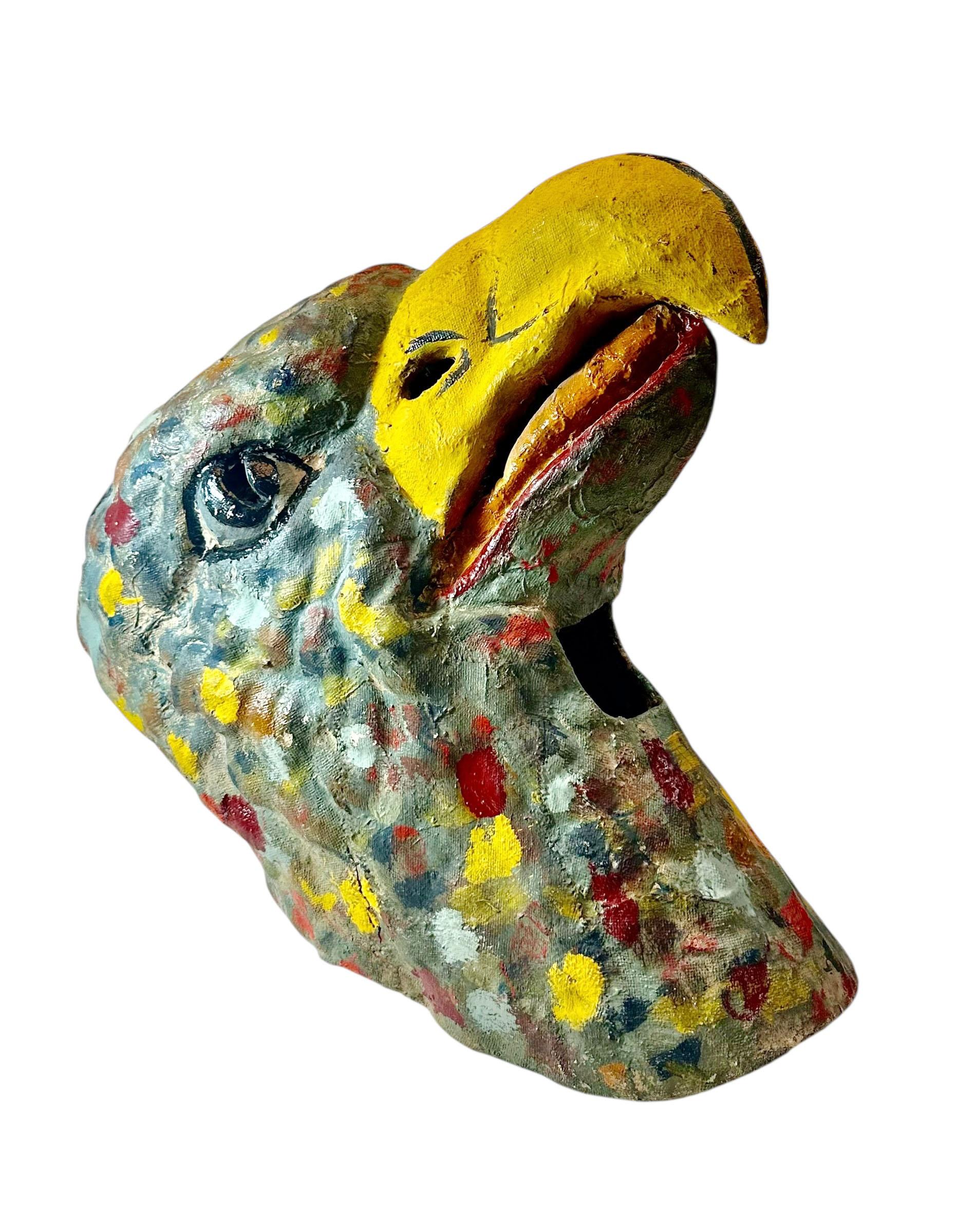 American Folk Art Eagle’s Head Papier-Mâché Mask For Sale 1