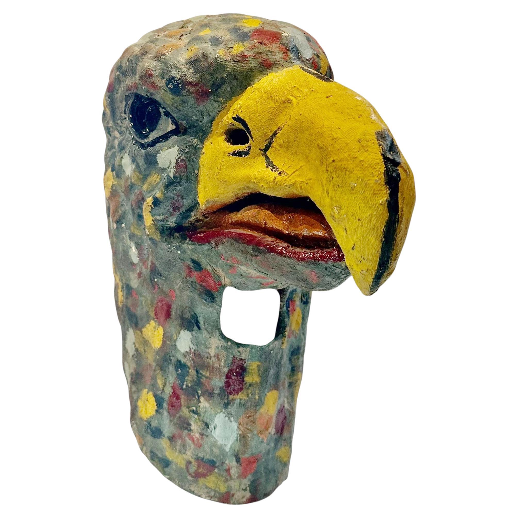 American Folk Art Eagle’s Head Papier-Mâché Mask For Sale
