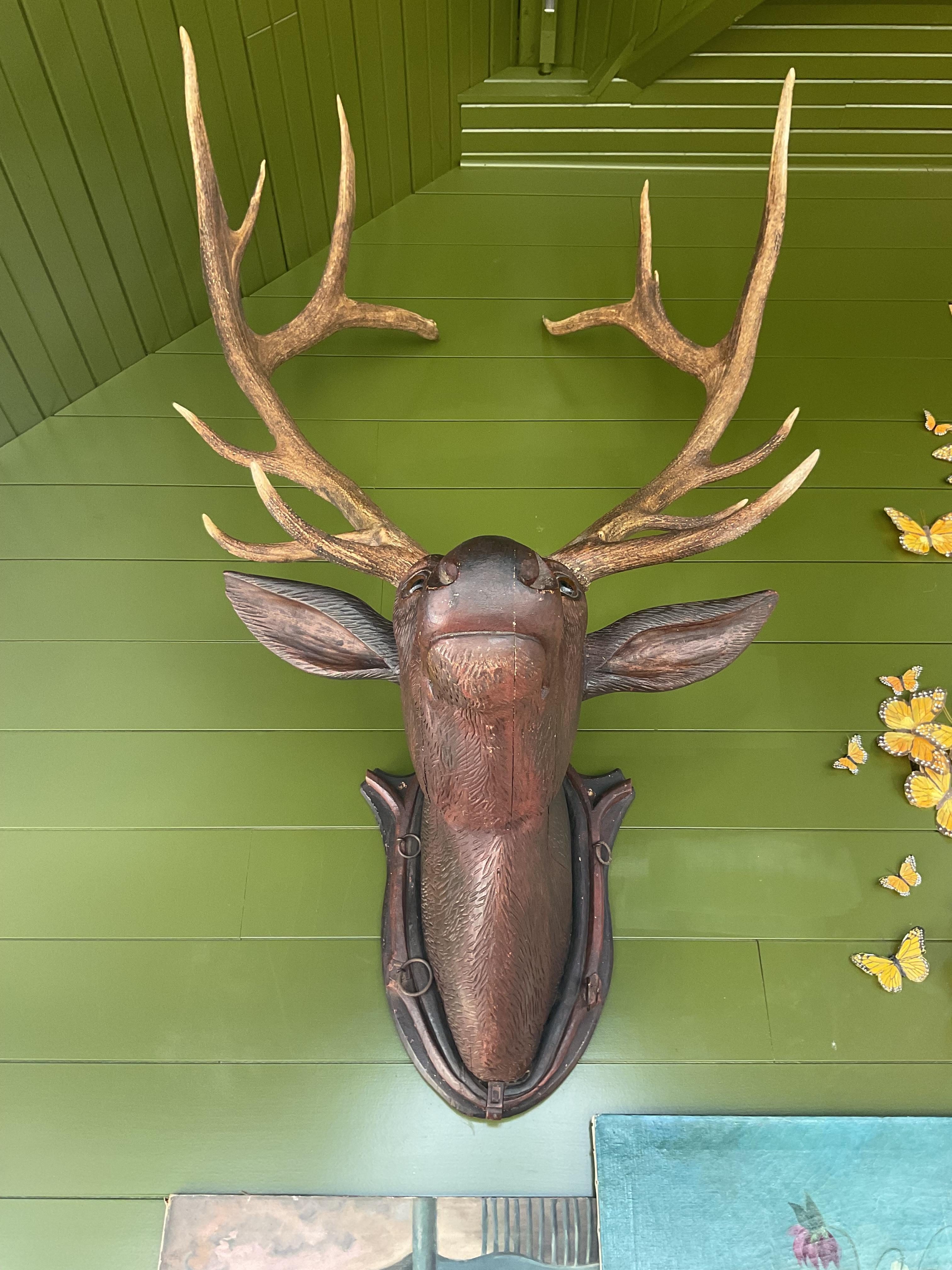 Antler American Folk Art Elk Head For Sale