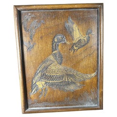 Vintage American Folk Art  Five Flying Ducks Signed E.H. Hart